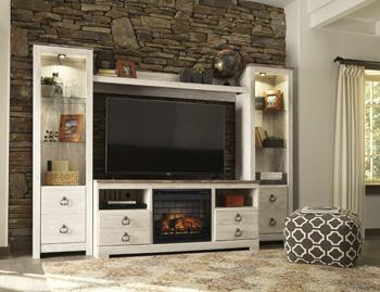 Willowton 4-Piece Entertainment Center with Electric Fireplace