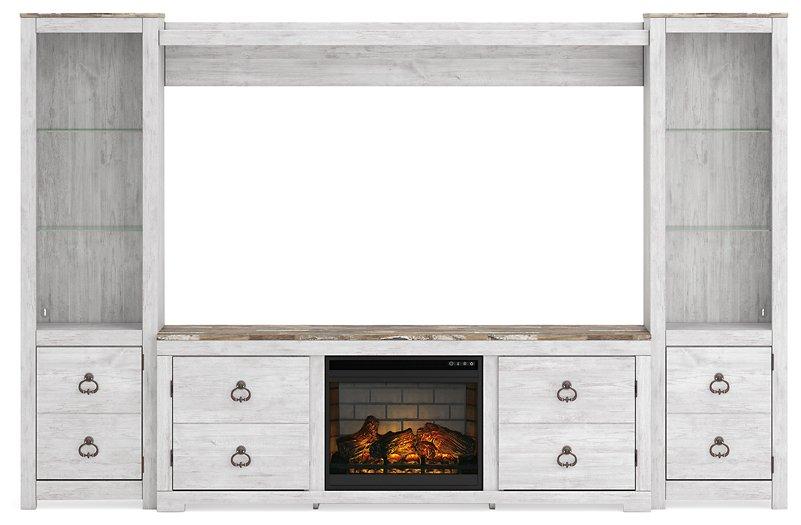 Willowton 4-Piece Entertainment Center with Electric Fireplace